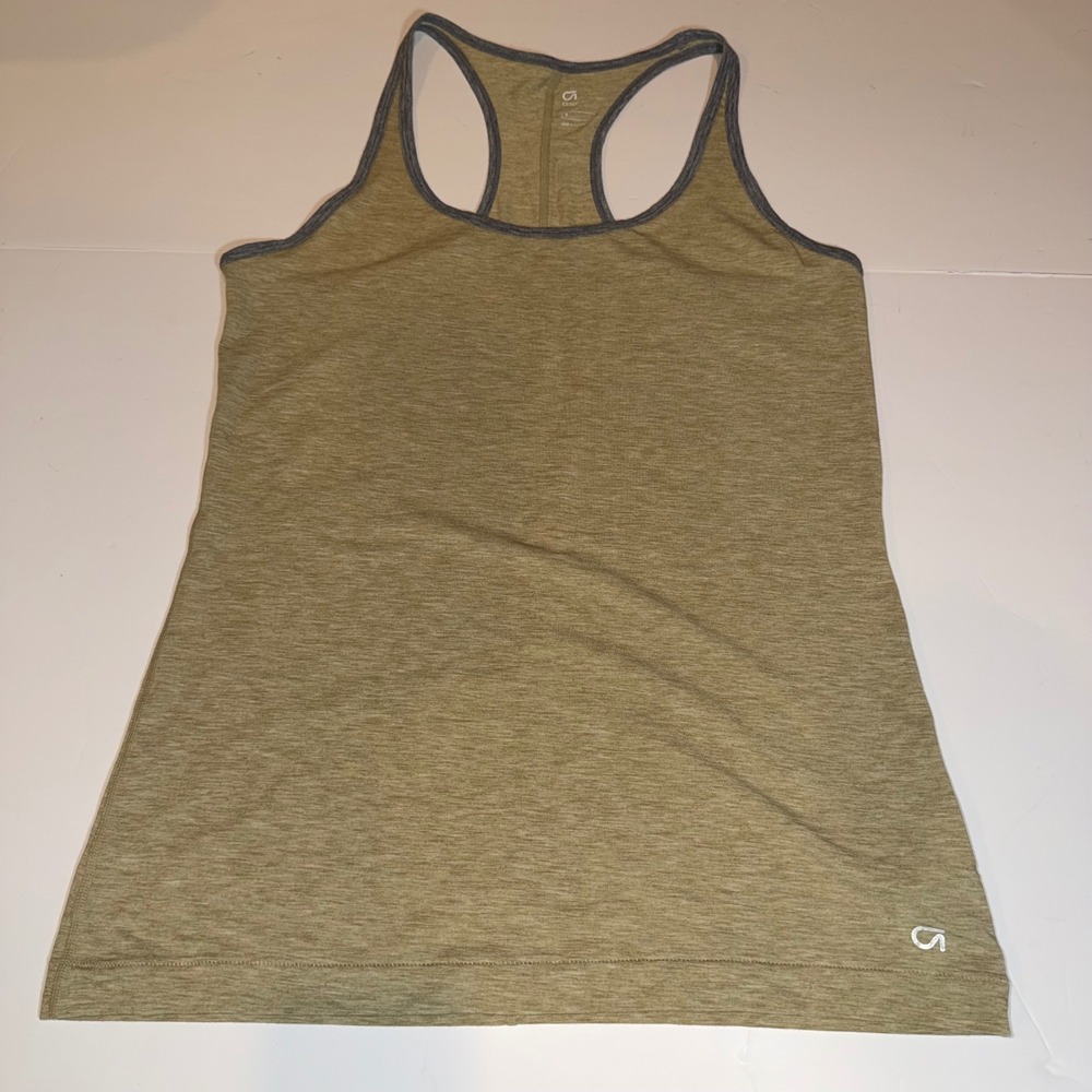 GapFit Breathe Tank Top Womens S Green Space Dye Racerback Activewear 252413